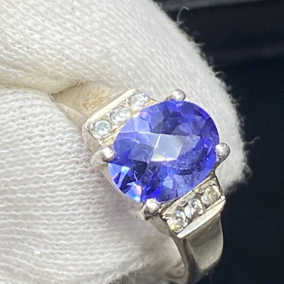 Sterling Silver 925 Ring w Blue Violet Gemstone – Tanzanite Look - Picture 5 of 12
